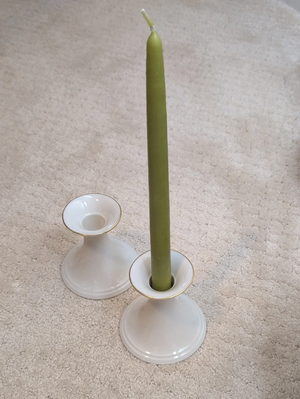 Elegant Lenox Cream Ceramic Candleholders with Gold Trim Special Vintage